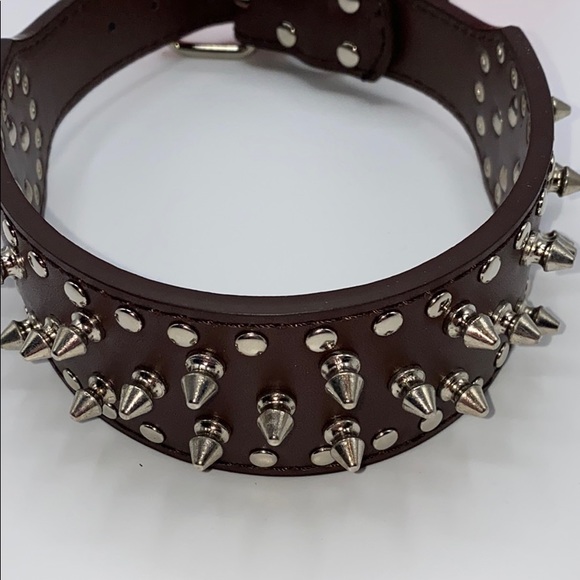 Brown decorative studded collar for DOG PET - Picture 7 of 16